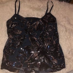 White House Black Market Sparkly Navy Tank